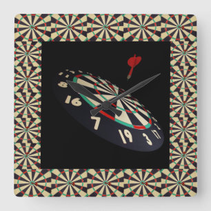 Darts die het Darboard raken, Vierkante Klok