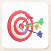 Darts die het midden van dartboard raken kartonnen onderzetters (Voorkant)