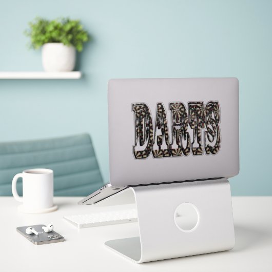 Darts Dimensionale Naam Logo, Sticker (Laptop op bureau)
