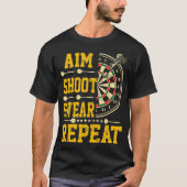 Darts Doel Shoot Swear Herhalen T-shirt (Voorkant)