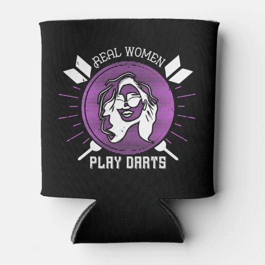 Darts - Echte vrouwen spelen darts Blikjeskoeler (Voorkant)