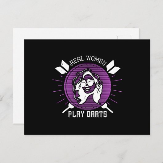 Darts - Echte vrouwen spelen kunst Briefkaart (Voorkant / Achterkant)