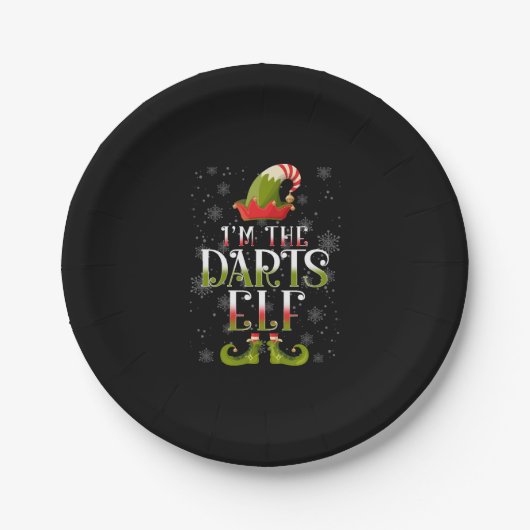 Darts Elf Kerstmis Papieren Bordje (Voorkant)