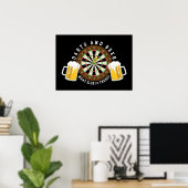 Darts en Beer Dartboard Tournament Sport Fun Poster (Thuiskantoor)