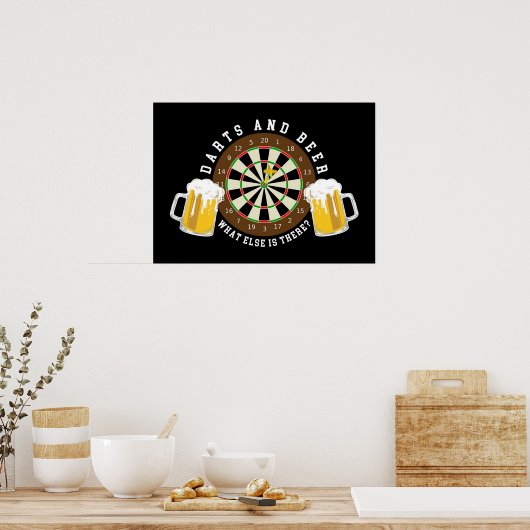 Darts en Beer Dartboard Tournament Sport Fun Poster (Keuken)