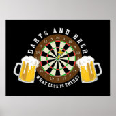 Darts en Beer Dartboard Tournament Sport Fun Poster (Voorkant)