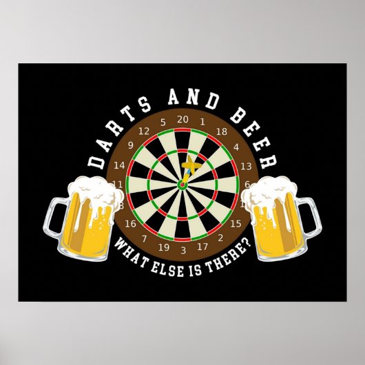 Darts en Beer Dartboard Tournament Sport Fun Poster (Voorkant)