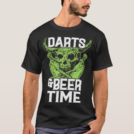 Darts en bier Time Lover Dartboard Cool Funny T-shirt (Voorkant)