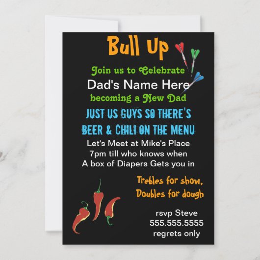 Darts en Farts Nieuw pap Baby shower Kaart (Achterkant)