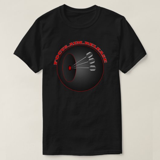 Darts Focus Aim Release Mannen Basic Black T-shirt (Design voorkant)