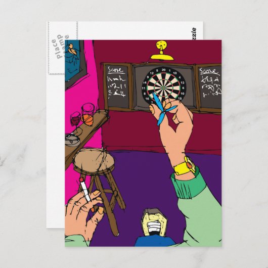 Darts Game Briefkaart (Voorkant / Achterkant)