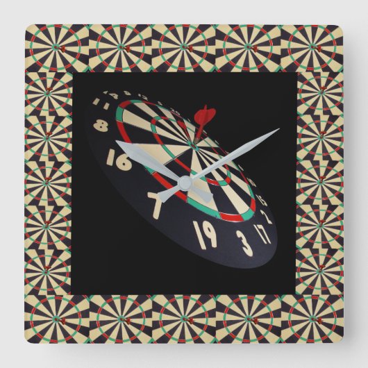 Darts hoe je speelt, het dartboard.. vierkante klok (Voorkant)