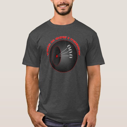Darts How i Throw Mannen Basic Charcoal T shirt (Voorkant)