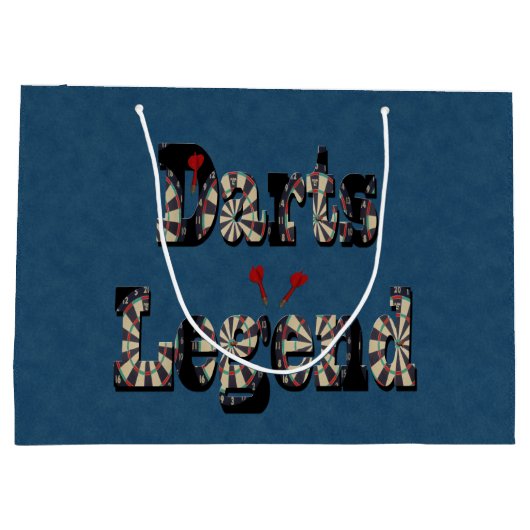 Darts legende de naam op blauwe denim print, groot cadeauzakje (Achterkant)