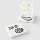 Darts Logo en dartboard, Stenen Onderzetter (Zijkant)