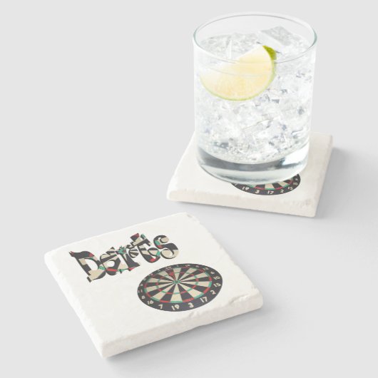 Darts Logo en dartboard, Stenen Onderzetter (Zijkant)
