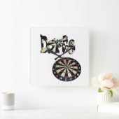 Darts Logo met dartboard, Vierkante Klok (Huis)