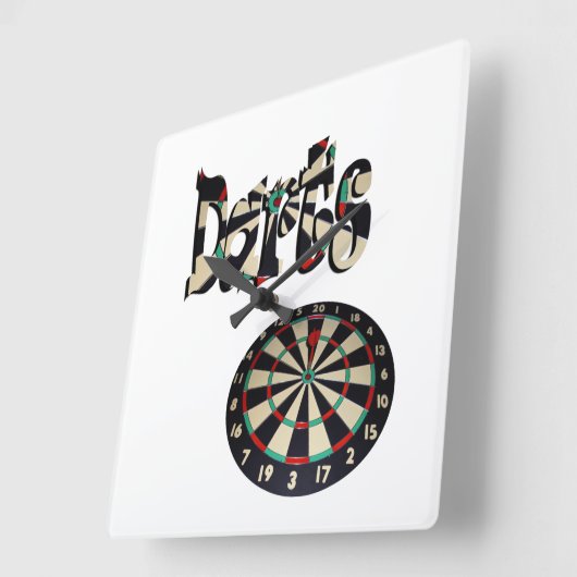 Darts Logo met dartboard, Vierkante Klok (Hoek)