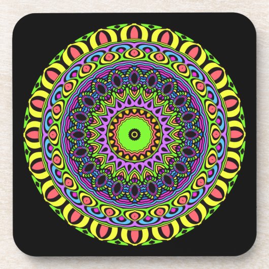DARTs Mandala - neon 1 Drankjes Onderzetter (Voorkant)