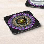 Darts Mandala - neon 2 Bier Onderzetter (Linkerzijde)