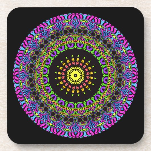 Darts Mandala - neon 2 Bier Onderzetter (Voorkant)