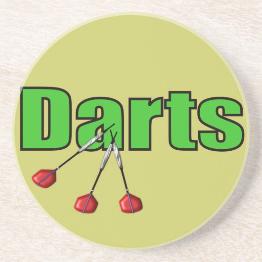 Darts met 3 kunstwerken zandsteen onderzetter (Voorkant)