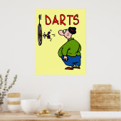 Darts Player Cartoon Poster (Keuken)