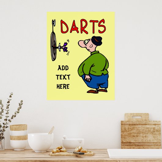 Darts Player Cartoon Poster (Keuken)
