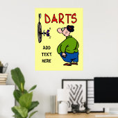 Darts Player Cartoon Poster (Thuiskantoor)