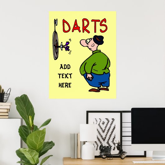 Darts Player Cartoon Poster (Thuiskantoor)