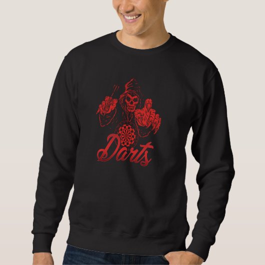 Darts Player Death Skeleton Dartboard Arrow Bullse Trui (Voorkant)