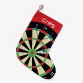 Darts Player Treble Top 180 Dartboard Personalised Kleine Kerstsok (Voorkant (Hangend))
