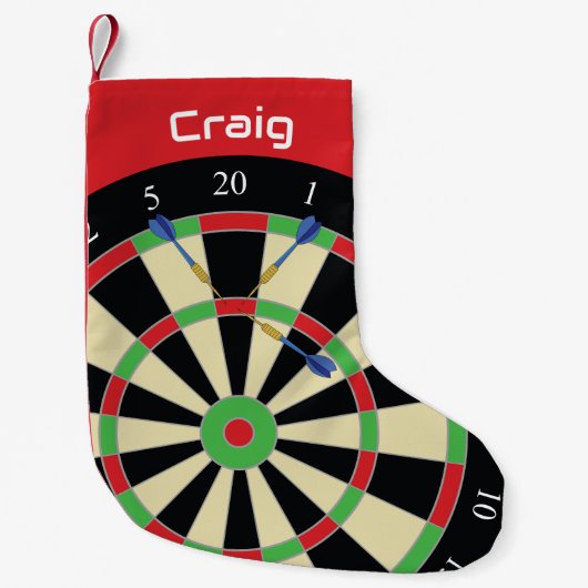 Darts Player Treble Top 180 Dartboard Personalised Kleine Kerstsok (Voorkant)