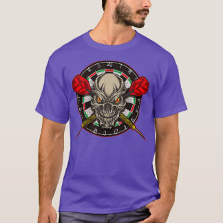 Darts schedel met pijlen en kunstbord t-shirt