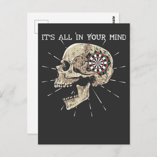 Darts Skeleton Dartboard Skull Illustratie Briefkaart (Voorkant / Achterkant)