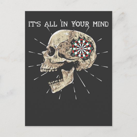 Darts Skeleton Dartboard Skull Illustratie Briefkaart (Voorkant)