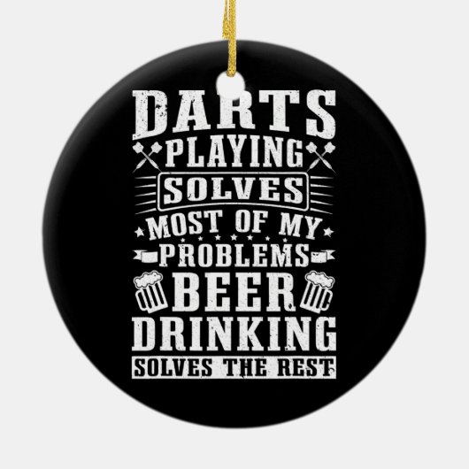 Darts spelen lost de meeste problemen op keramisch ornament (Achterkant)