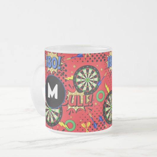 Darts Speler Comic Book Speech Bubbles Matglas Koffiemok (Voorkant links)