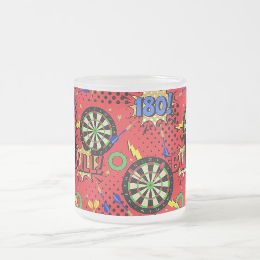 Darts Speler Comic Book Speech Bubbles Matglas Koffiemok (Center)