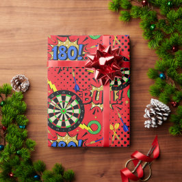 Darts Speler Dartboards Comic Book Patroon Cadeaupapier