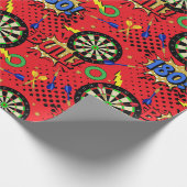 Darts Speler Dartboards Comic Book Patroon Cadeaupapier (Hoek)