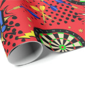 Darts Speler Dartboards Comic Book Patroon Cadeaupapier (Rol Hoek)