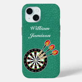 Darts sport with Dartboard and Darts personalize iPhone 15 Case