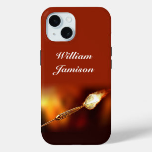 Darts Sportaccent Flamende dart personaliseren iPhone 15 Case