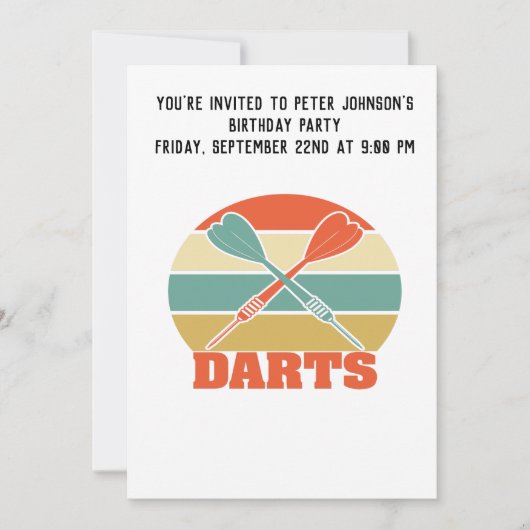 Darts Sunset Invitation Card Kaart (Voorkant)