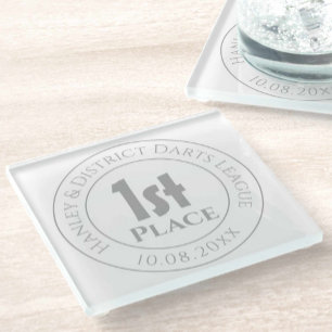 Darts Team Darts Player 1st Prize Trophy Award Glazen Onderzetter