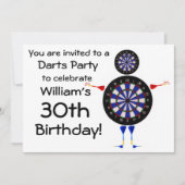 Darts verjaardagsfeestje uitnodiging (Voorkant)