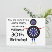 Darts verjaardagsfeestje uitnodiging (Staand voorkant)
