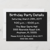 Darts verjaardagsfeestje uitnodiging (Achterkant)