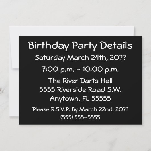 Darts verjaardagsfeestje uitnodiging (Achterkant)